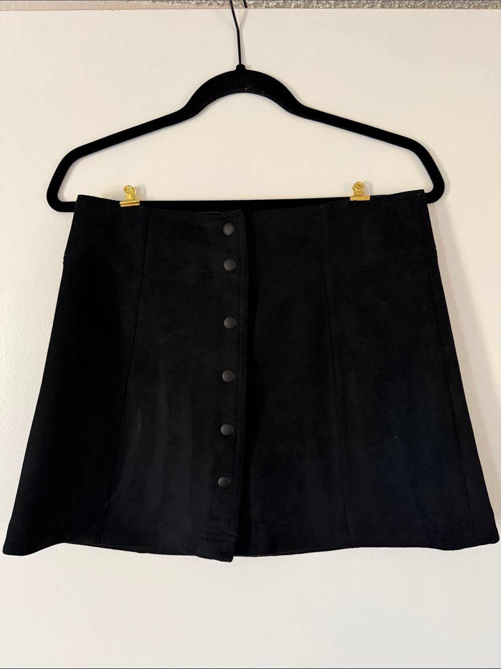 GAP Black Button-Front A-Line Mini Skirt
